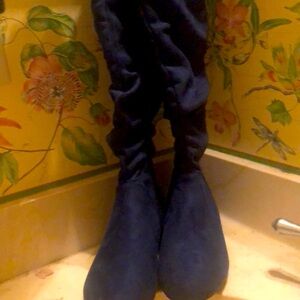 Dream Pairs Blue Suede Knee High Boots with Inner Zipper